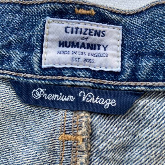 New Citizens of Humanity Premium Vintage Greenpoint Cut Off Denim Mini Skirt 27 - Picture 6 of 10